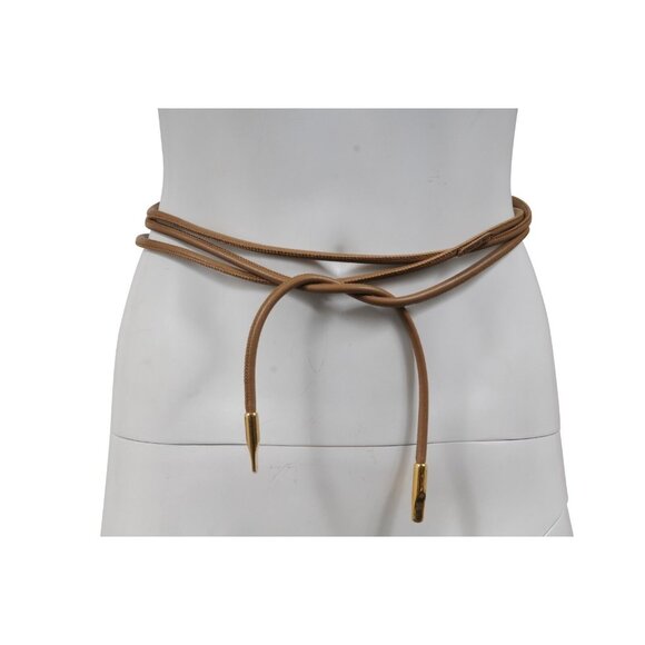 Salvatore Ferragamo Womens Brown Leather Rope String Waist Belt Gold Hardware - Picture 2 of 9